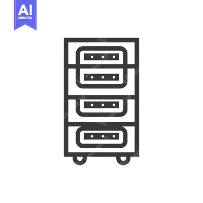 Black and white outline icon of a server rack with four compartments