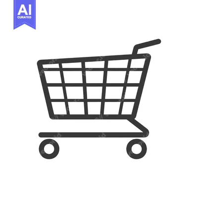 Popular premium asset: Black and white outline icon of a shopping cart