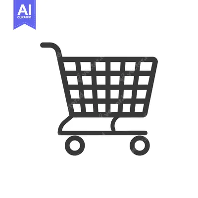 Popular premium asset: Black and white outline icon of a shopping cart