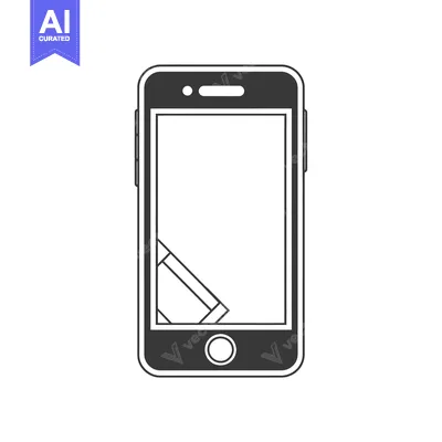 Aset premium populer: Black and White Outline Icon of a Smartphone