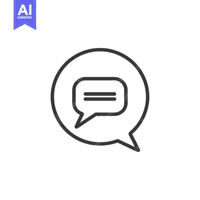 Aset desain premium: Black and white outline icon of a speech bubble