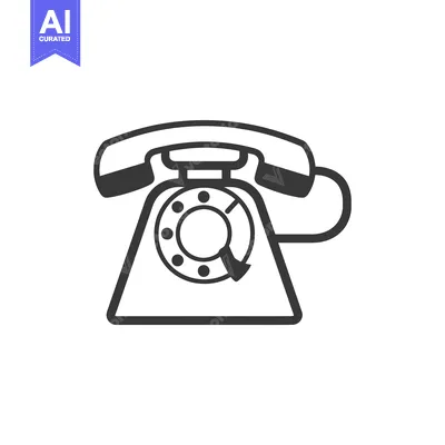 Aset premium populer: Black and White Outline Icon of a Vintage Rotary Phone