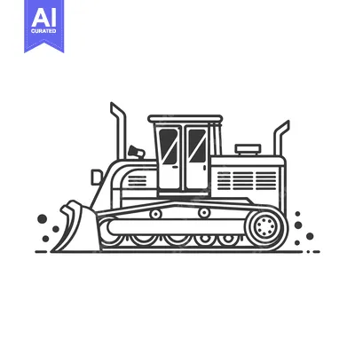 Aset premium populer: Black and white outline illustration of a bulldozer