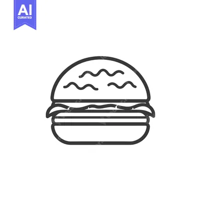 Aset desain premium: Black and White Outline Illustration of a Burger