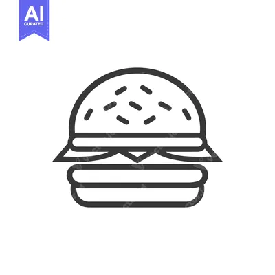 Aset premium populer: Black and White Outline Illustration of a Burger