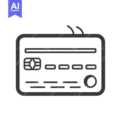 Aset desain premium: Black and White Outline Illustration of a Credit Card