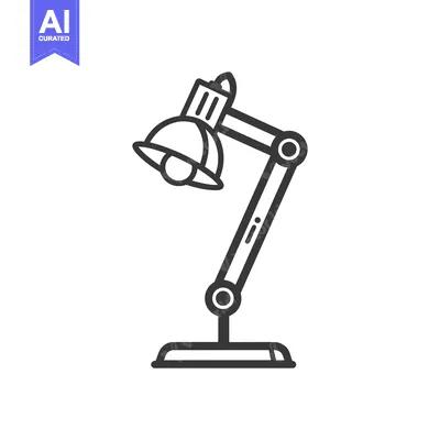 Aset premium populer: Black and White Outline Illustration of a Desk Lamp