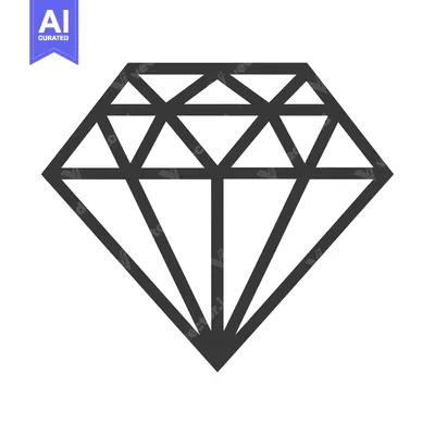 Aset desain premium: Black and White Outline Illustration of a Diamond