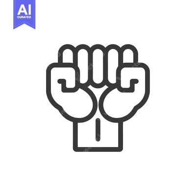 Aset desain premium: Black and White Outline Illustration of a Fist