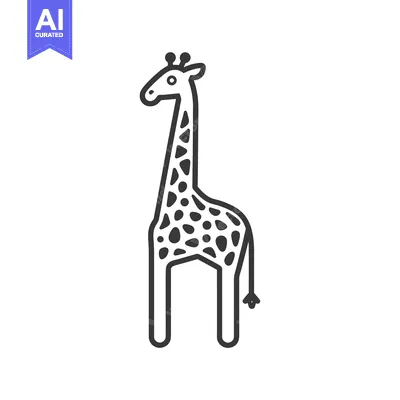 Aset premium populer: Black and White Outline Illustration of a Giraffe