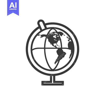 Aset premium populer: Black and white outline illustration of a globe