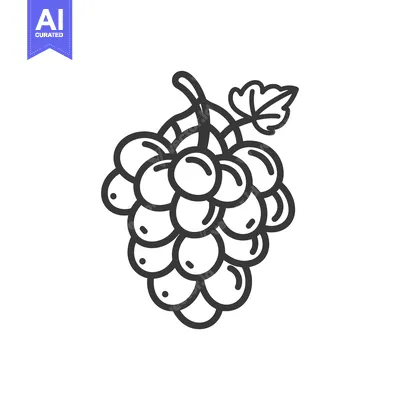 Premium design asset: Black and White Outline Illustration of a Grape Bunch