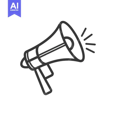 Aset desain premium: Black and White Outline Illustration of a Loudspeaker