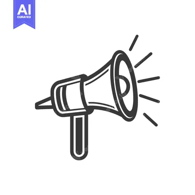 Aset desain premium: Black and White Outline Illustration of a Loudspeaker