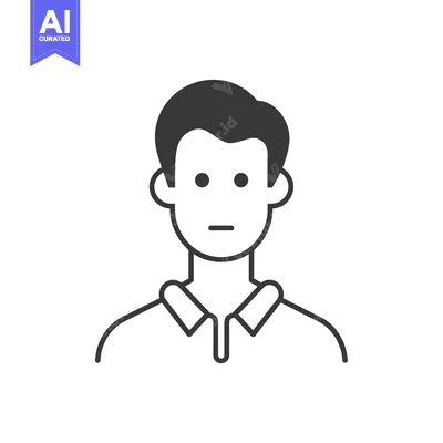 Aset premium populer: Black and White Outline Illustration of a Man with Short Hair Wearing