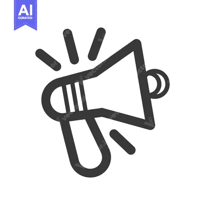 Popular premium asset: Black and white outline illustration of a megaphone