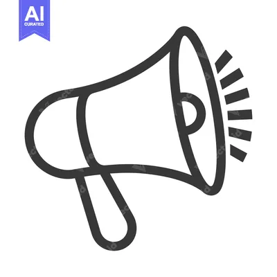 Aset desain premium: Black and white outline illustration of a megaphone