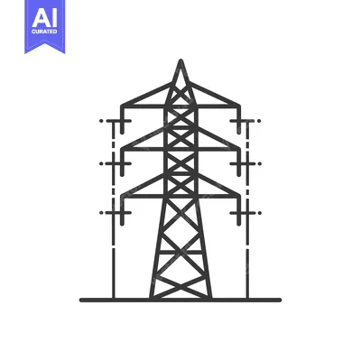 Popular premium asset: Black and White Outline Illustration of an Electrical Power Transmissi