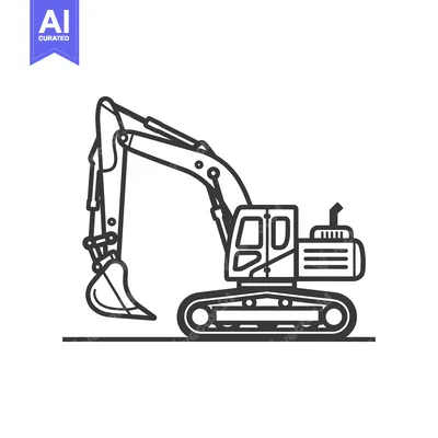 Aset premium populer: Black and White Outline Illustration of an Excavator