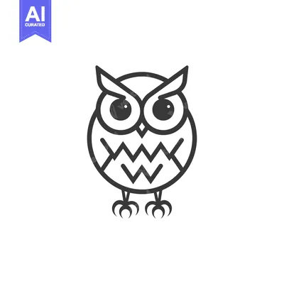 Popular premium asset: Black and White Outline Illustration of an Owl