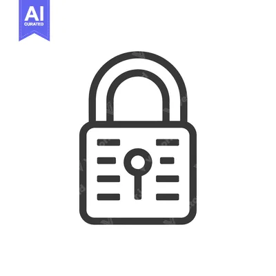 Premium design asset: Black and White Outline Illustration of a Padlock