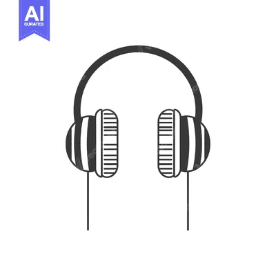 Popular premium asset: Black and white outline illustration of a pair of headphones