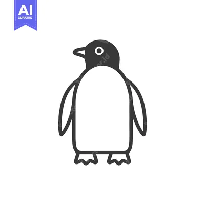 Aset premium populer: Black and white outline illustration of a penguin