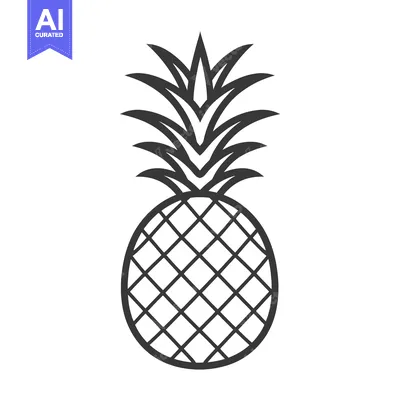 Aset desain premium: Black and White Outline Illustration of a Pineapple