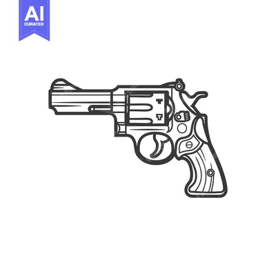 Popular premium asset: Black and White Outline Illustration of a Revolver