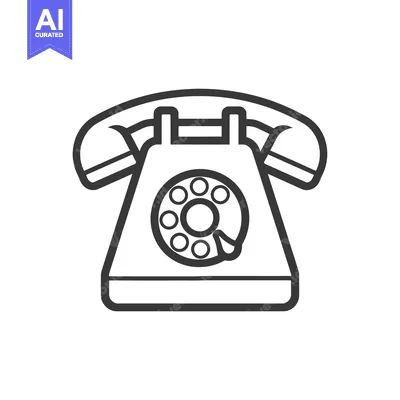 Aset desain premium: Black and White Outline Illustration of a Rotary Phone
