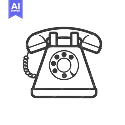 Aset premium populer: Black and White Outline Illustration of a Rotary Phone