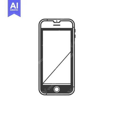 Aset desain premium: Black and White Outline Illustration of a Smartphone