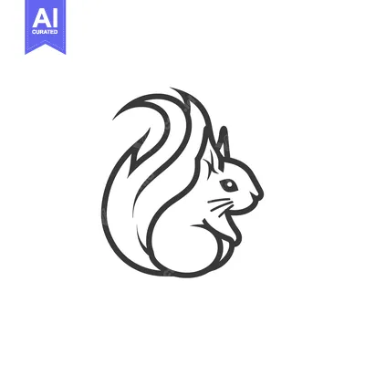 Aset premium populer: Black and white outline illustration of a squirrel