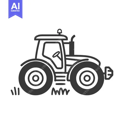Aset premium populer: Black and White Outline Illustration of a Tractor