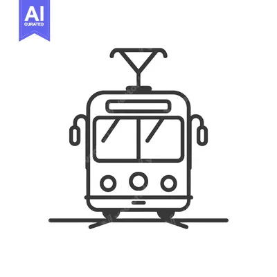Popular premium asset: Black and White Outline Illustration of a Tram