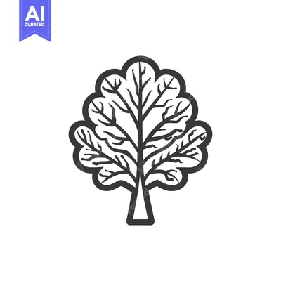 Aset premium populer: Black and white outline illustration of a tree