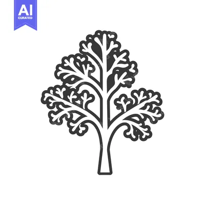 Popular premium asset: Black and White Outline Illustration of a Tree with Branches and Leave