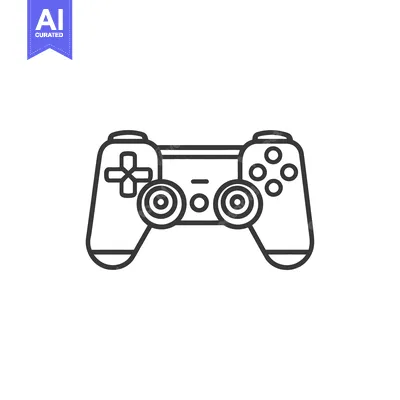 Black and white outline illustration of a video game controller