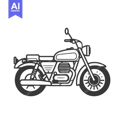 Aset premium populer: Black and White Outline Illustration of a Vintage Motorcycle