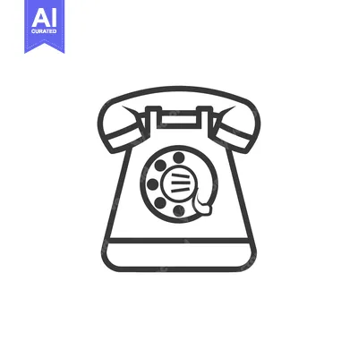 Aset premium populer: Black and white outline illustration of a vintage rotary phone