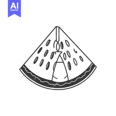 Popular premium asset: Black and White Outline Illustration of a Watermelon Slice