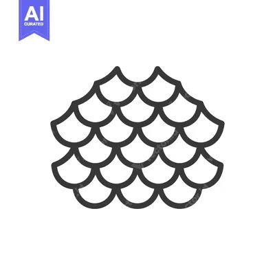 Aset desain premium: Black and White Outline Image of Fish Scales