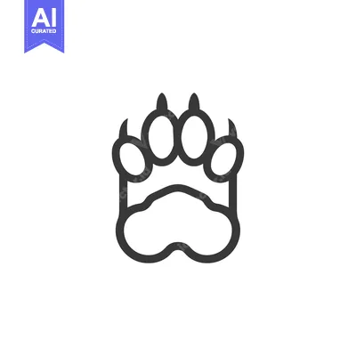 Aset desain premium: Black and White Outline of a Bear Paw Print