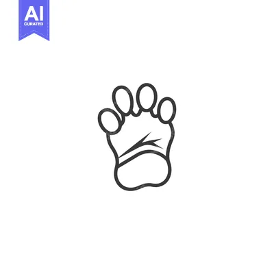 Aset desain premium: Black and White Outline of a Bear Paw Print