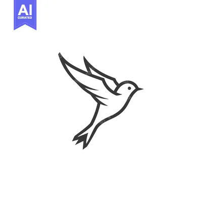 Premium design asset: Black and White Outline of a Bird in Flight