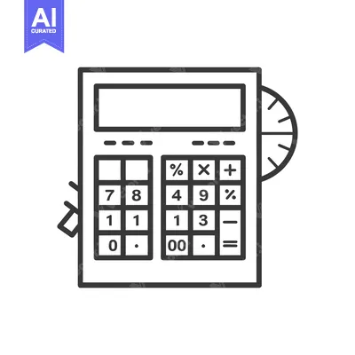 Aset desain premium: Black and White Outline of a Calculator with a Display Screen