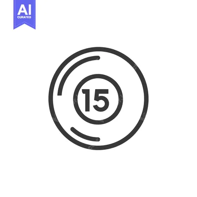 Aset premium populer: Black and white outline of a circle with the number 15 inside