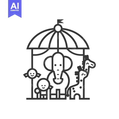 Popular premium asset: Black and White Outline of a Circus Tent with Animals