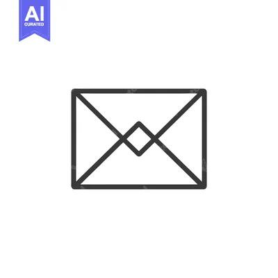 Aset desain premium: Black and white outline of a closed envelope