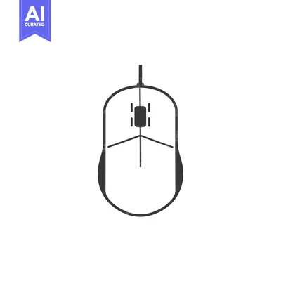 Premium design asset: Black and White Outline of a Computer Mouse